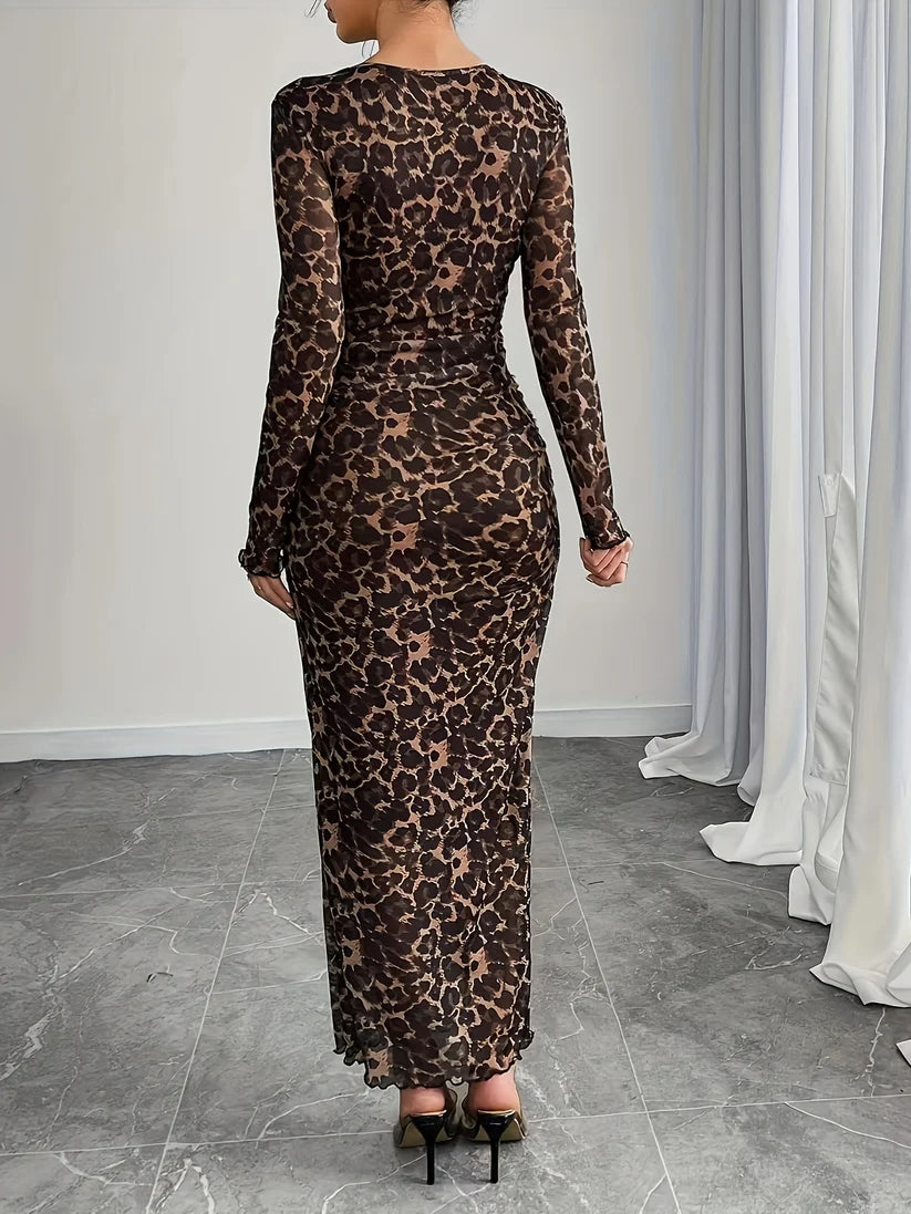Vivora | Bodycon maxi-jurk in dierenprint