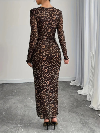 Vivora | Bodycon maxi-jurk in dierenprint